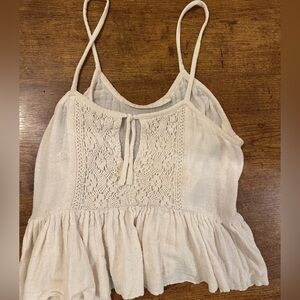 Boho Free People Lace Cream Top tank M L